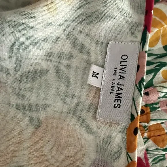 Olivia James The Label Delia Floral Midi Dress Lined Ruffle Size M